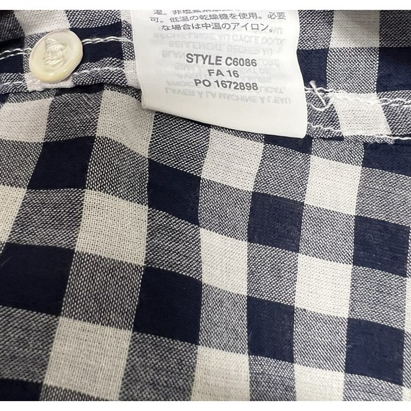 J Crew Women's Boy Shirt Sz 00 Button Down Navy Blue Check Long Sleeve - Picture 10 of 10